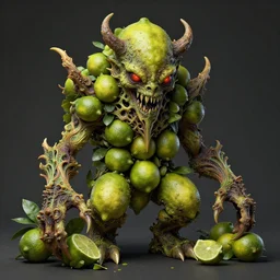 lovecraftian eldritch monster made of limes by ed binkley. 8 k intricate details hypermaximalist 2 d