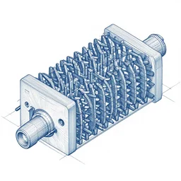 blueprint, diagram, negative entropy generator with field effect interface, exploded view, cross cut view, fine detail, large format
