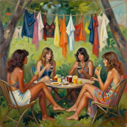 social encounters, depictions of the scene and free love hangs - al fresco, postmodern painting, summer of love, sensuous, abstracted, highly detailed, hd