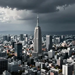 city in the style of hiroshi nagai