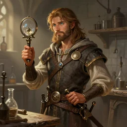 detailed illustration portrait of a alchemist in medieval lab setting, d & d rpg portrait, pathfinder, rpg art, deviantart, art by gerald brom