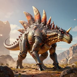 robot stegosaurus in the style of horizon zero dawn, highly detailed, 4k, HDR, award-winning, artstation, octane render
