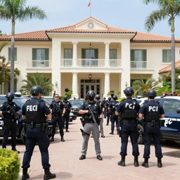 fbi raid on mar - o - lago with many agents swarming photorealistic