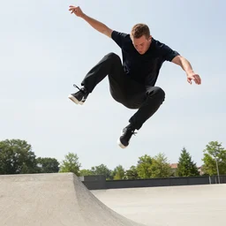 a dynamic action photograph of nyja huston doing a kickflip