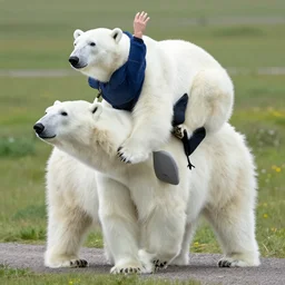 a polar bear riding biden