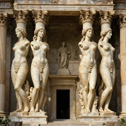 2 5 giant women body sculptures shaping as colums and sculptures a surrealistic building at the kingdom of julius caesar, roman historic works, hyper - detailed, artstation trending, world renowned artists, historic artworks society, antique renewel, good contrast,, cgsociety, by greg rutkowski, by gustave dore, caspar david friedrich style, deviantart,