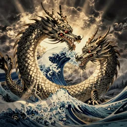 japanese dragon, hokusai