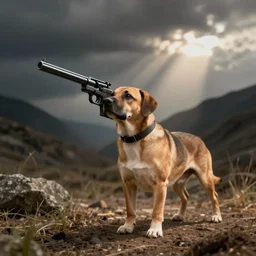 dog with pistol