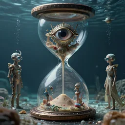 utopian Galaxy underwater, raf simons fashion couture, intricately detailed tiny humanoid inside an hourglass in the style of Emiliano Ponzi and  Chris Ware, futuristic 1990s contemporary art, sci-fi,eye glass, inside view, humanoid pov, intricate artwork by Tooth Wu and wlop and beeple, octane render, trending on artstation, greg rutkowski very coherent symmetrical artwork, depth field, unreal engine, cinematic, hyper realism, high detail, octane cinema 4D render, A24 cinematography, 8k