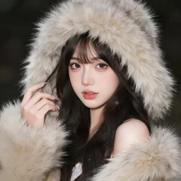 beautiful furro girl hyperrealism style