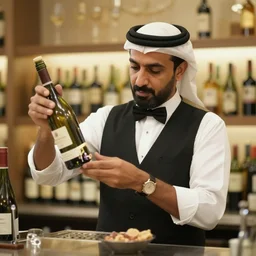 photo of moustafa mahmoud working as a sommelier, 8 k, 5 2 mm f 1. 8