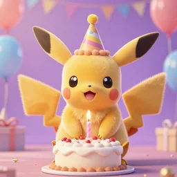 pichu celebrating its birthday, cute, adorable, detailed fur, cinestill 8 0 0