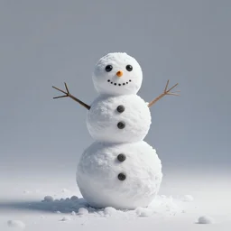 graceful snowman come to life, studio photography, full body, standing, isolated on a pure white background, centered, whole figure in frame, sharp focus, studio lighting