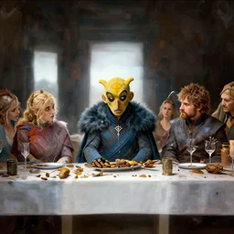 game of thrones last supper by beeple and greg rutkowski, digital painting, trending on artstation, sharp focus, 4 k
