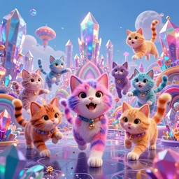massive psychedelic cat rampage in mystical crystal city, bright neon colors, highly detailed, cinematic, eyvind earle, tim white, philippe druillet, roger dean, lisa frank, aubrey beardsley