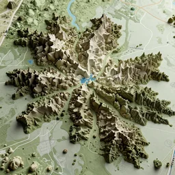 a topographical map of a new strange fractal terrain very detailed