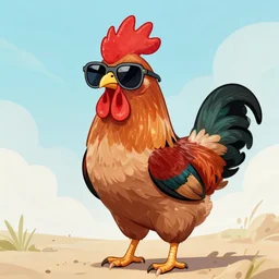 comic rooster wearing sunglasses