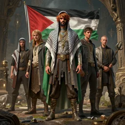 the personification of the country Palestine by artgerm and wlop and scott fischer and seb mckinnon, digital art, highly detailed, wide shot, intricate, fantasy, mystical, sharp focus, Trending on Artstation HQ, deviantart, unreal engine 5, 4K UHD image