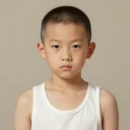 digital painting of a chinese boy with buzz cut wearing white tank top