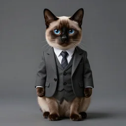 full body portrait of a siamese cat wearing a suit, photorealistic, unreal engine, intricate complexity, cinematic