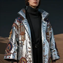 detailed portrait atreides cyberpunk futuristic reflective coats decorated with traditional dune ornaments by ismail inceoglu dra