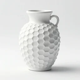 honeycomb structure white asymmetric inflated melting big vase, on white background, 8k resolution, best color graded, vray beautiful, subsurface scatter, hyper-realistic render, octane render