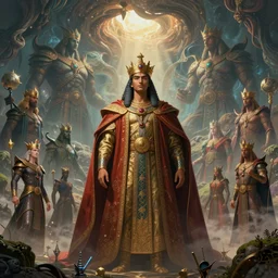 a majestic photograph of the king of agharta, land of advanced races, giant, hollow earth infographic, illustrations, dynamic lighting, digital art, fantastically beautiful, illustration, aesthetically inspired by leonardo da vinci, trending on artstation, art by john romita jr, hieronymus bosch, albrecht durer 8 k, upscale