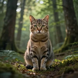a forest with a cat, trending on artstation, by wayne mcloughlin, backlighting, portrait