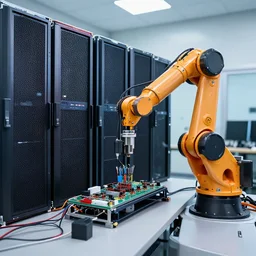 robotic arm repairing dns web servers
