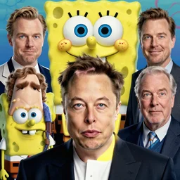 A badass photo of elon musk in a spongebob adventure movie by nuri iyem, james gurney, james jean, greg rutkowski, anato finnstark. hyper detailed, 50mm, award winning photography, perfect faces.