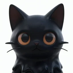 a digital art close up portrait of black slime cat character desig, lovecraftian black liquid black oil, ink cat character sheet, 4 k, cartoon art, stickers illustrations, beautiful avatar pictures