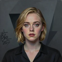 Elle Fanning in a David Fincher film picture by Sachin Teng, asymmetrical, dark vibes, Realistic Painting , Organic painting, Matte Painting, geometric shapes, hard edges, graffiti, street art:2 by Sachin Teng:4