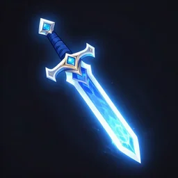 skill icon of energy sword d&d mmorpg . digital paint of a glowing blue sword
