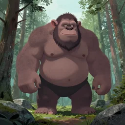 huge troll in a swedish forest, very low angle photograph, very detailed, some rocks, trending on artstation, realistic, soft colors, illustration by john bauer, simon stålenhag