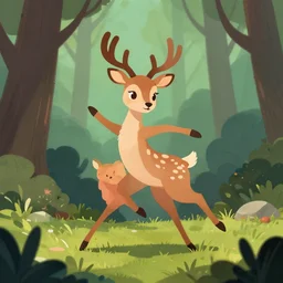 anthro anthropomorphic doe feminine deer character frolicking in the woods digital art