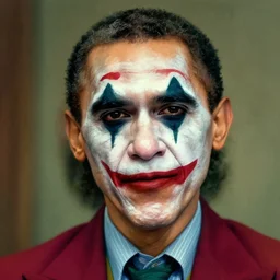 portrait of barack obama with the joker make up, artwork by charlie bowater