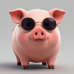 a highly detailed illustration of a piggy, wearing round sunglasses, cute, highly detailed, centered, digital painting, artstation, concept art, smooth, sharp focus, league of legends concept art, wlop