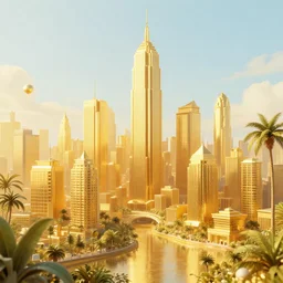 golden city in vaporwave jungle
