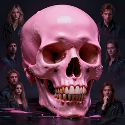 concept art, liquid pinked skull, cinematic moody colors, realistic shaded lighting poster by ilya kuvshinov, magali villeneuve, artgerm, jeremy lipkin and michael garmash and rob rey