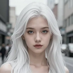 character concept art of a gorgeous white haired urban girl | | distinct - fine, key visual, realistic shaded perfect face, fine details by stanley artgerm lau, wlop, rossdraws, james jean, andrei riabovitchev, marc simonetti, sakimichan, and jakub rebelka, trending on artstation