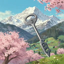 a wholesome animation key shot, swiss alps peaks in the background, cherry blossoms in the foreground, studio ghibli, pixar and disney animation, sharp, rendered in unreal engine 5, anime key art by greg rutkowski, bloom, dramatic lighting