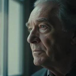 a cinematic, close up portrait, of an old man, looking in the window, fantasy, dramatic, soft light, dreamy, facial features, detailed, deep focus, movie still, dramatic lighting, ray tracing, by hendrik kerstens and paolo roversi