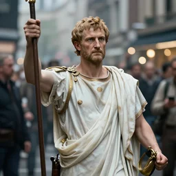 the assassination of julius caesar in time square, beware the ides of march in the style of vincenzo camuccini, photography, hyperrealism, cinematic, bokeh