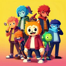 matte painting of homestuck characters, hyperrealistic, vibrant, dynamic