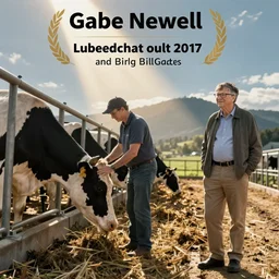 Gabe Newell is milking the cows on his farm with Bill Gates