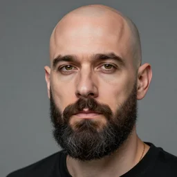 Hyperrealistic Portrait from a bald man with a designer beard