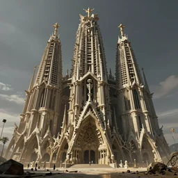 matte painting of mos eisley with towering skeletal temple architecture designed by hr giger, uninhabited, global illumination, volumetric lighting, tom bagshaw, alphonse mucha, light leaks 4 k premiere pro