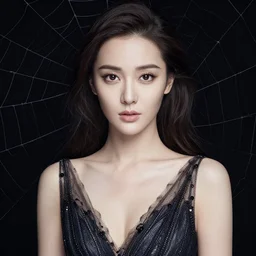 a gorgeous female cover with spider webs photo, professionally retouched, soft lighting, realistic, smooth face, full body shot, torso, dress, perfect eyes, wide angle, sharp focus on eyes, 8 k high definition, insanely detailed, intricate, elegant, art by artgerm and jason chan and mark litvokin