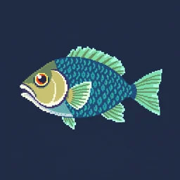a fish, pixel art, 8 - bit