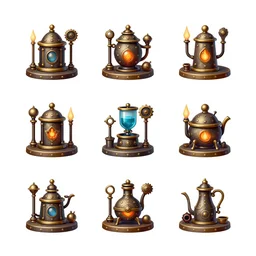 ui designer ， icon design ， the game icon ， cord ， game asset vector art, steampunk ， alchemy workshop by victo ngai reference sheet white background fine details unreal engine, 4 k hd wallpaperjpeg artifact, blur, artfact